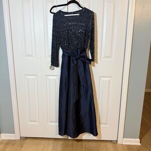 Chic Navy Embellished Maxi Dress